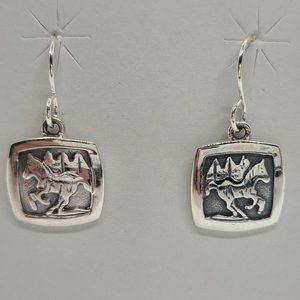 Navajo Horse Scene, Overlay Sterling Silver Earrings